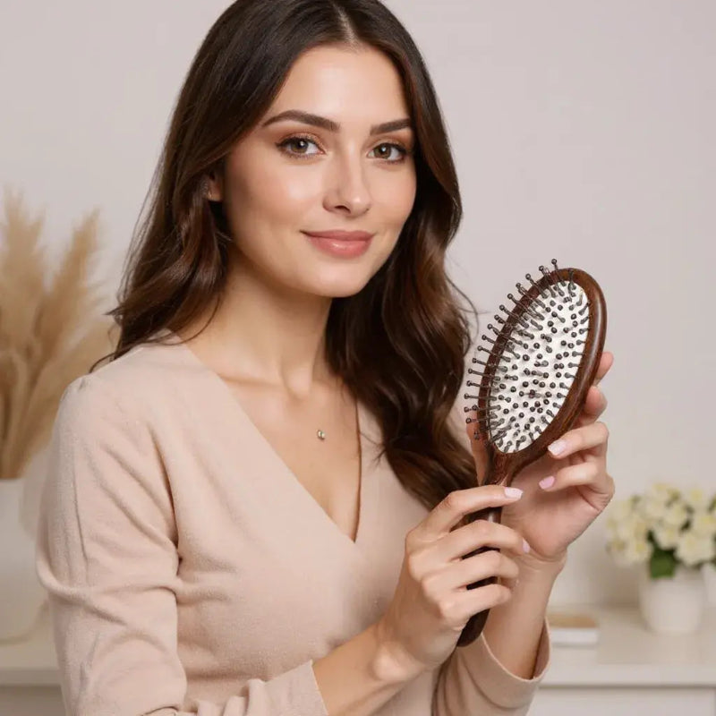 Brosse à cheveux anti-frisottis en bambou 