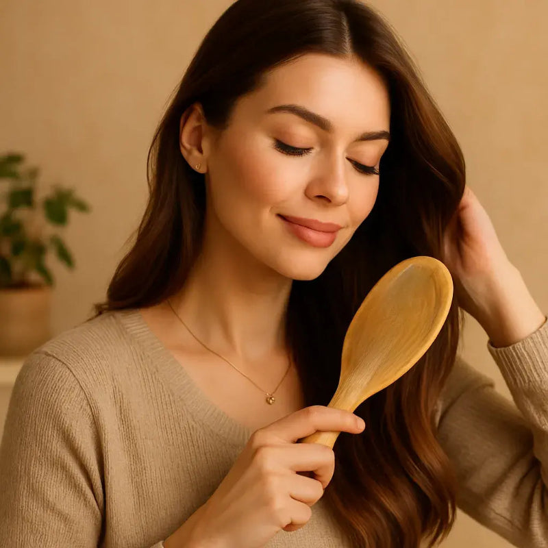 Brosse à cheveux anti-frisottis en bambou 