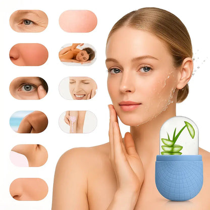 Rouleau de glace pour le visage en forme de cube en silicone